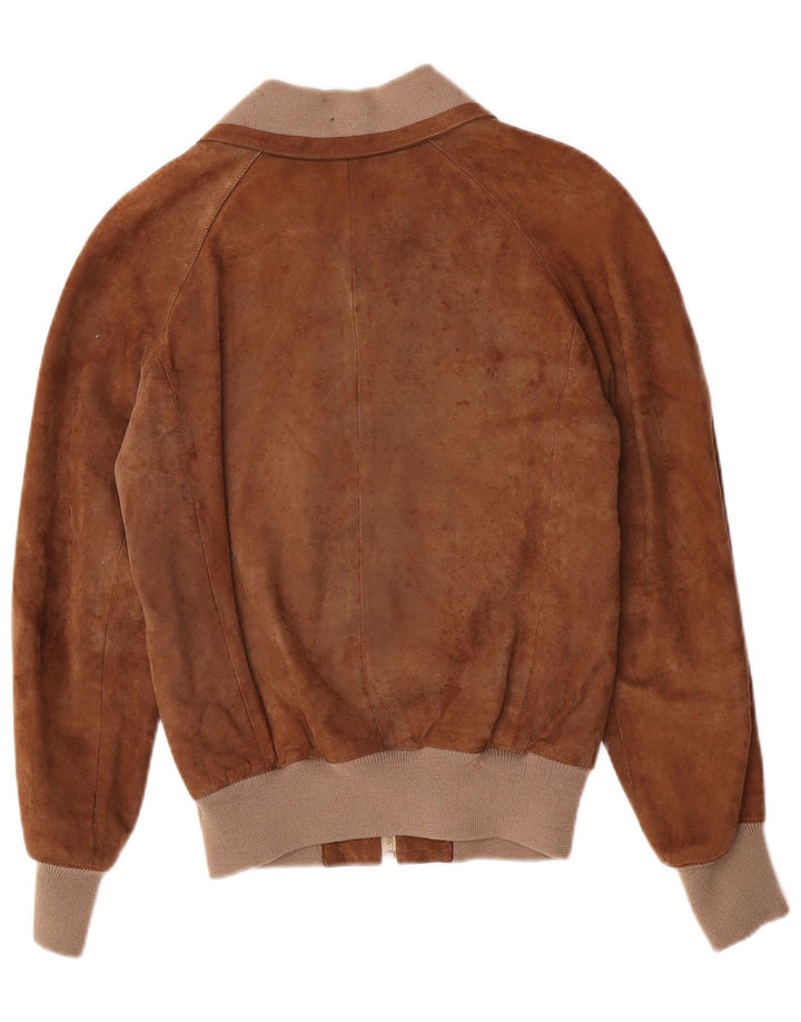 Veste Bomber En Daim Vintage Homme IT 48 Cuir Marron Moyen