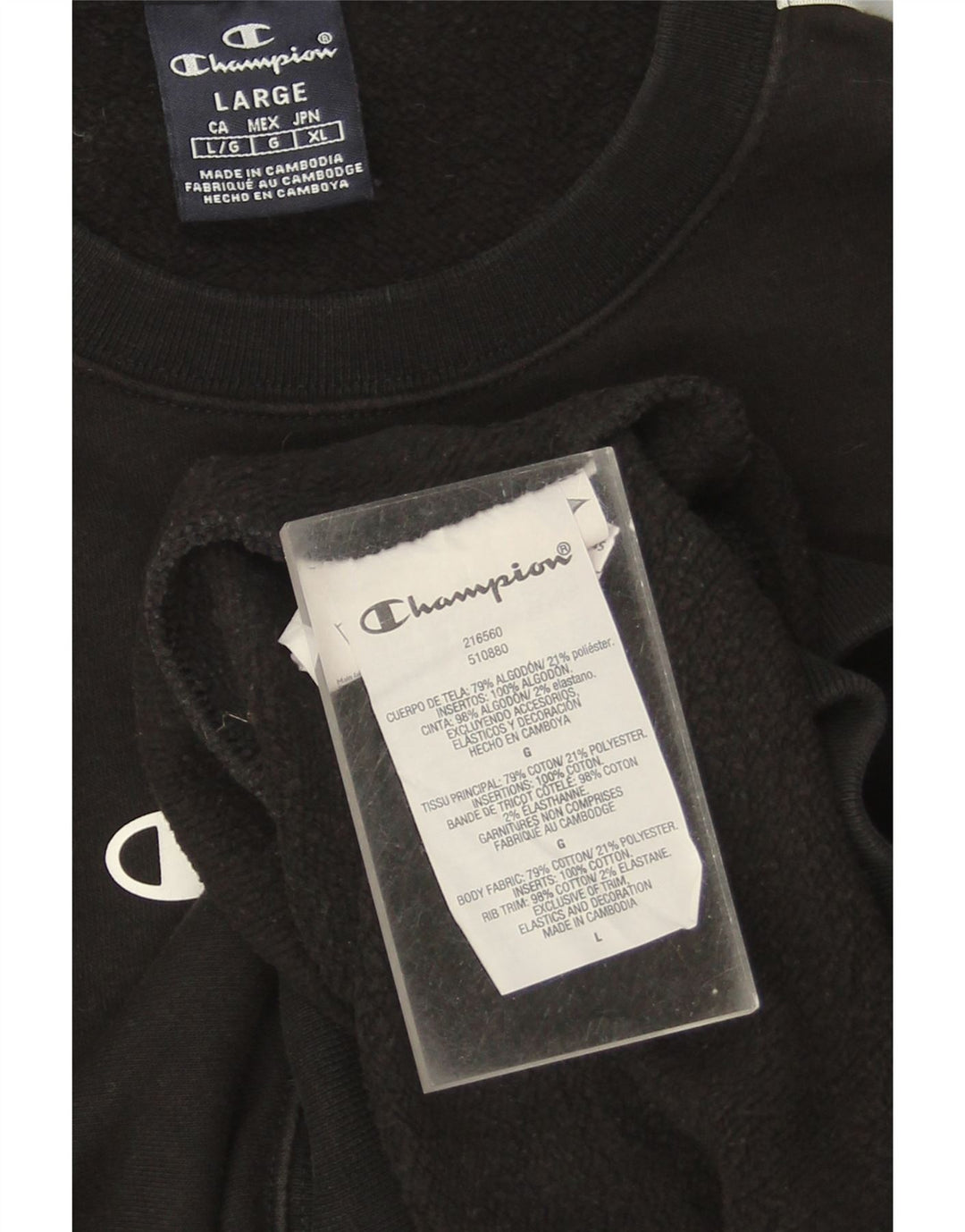 CHAMPION Sweat-shirt graphique pour hommes, grand coton noir