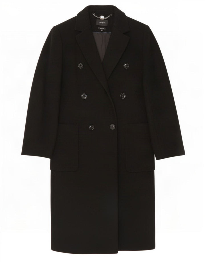 Marks & Spencer Manteau croisé pour femme UK 14 Laine noire moyenne