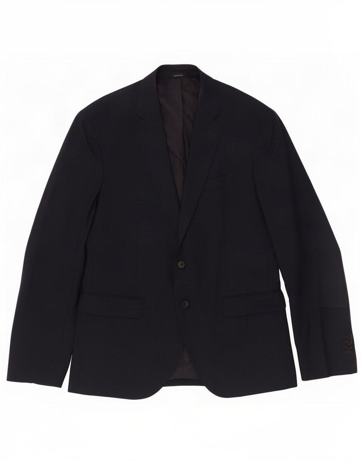 Massimo Dutti Veste blazer à 2 boutons pour homme EU 52 Grande laine bleu marine