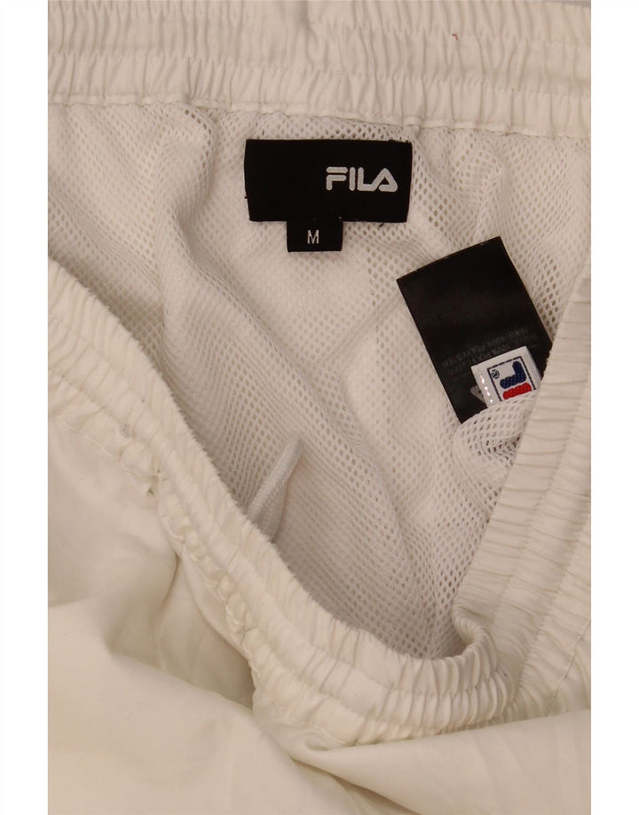 Fila Short de Sport Homme Blanc Rayé Moyen Polyester