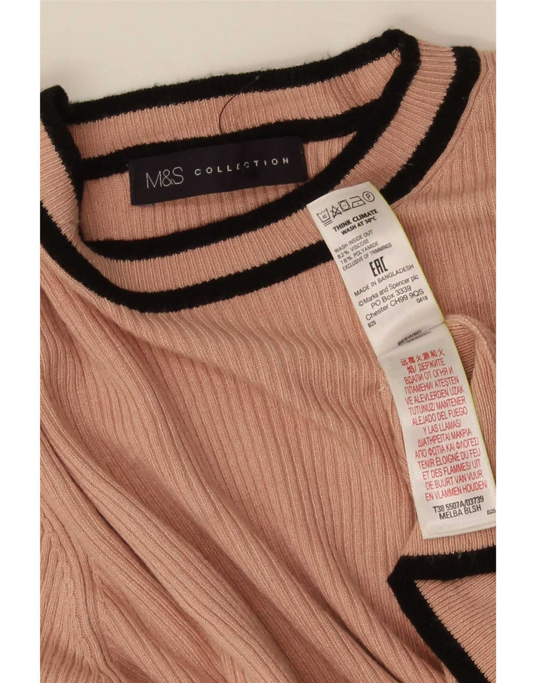 Marks & Spencer Chemisier pour femme UK 14 Grande viscose rayée rose