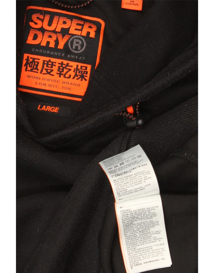 Superdry Pull à capuche pour homme Large Noir Polyester