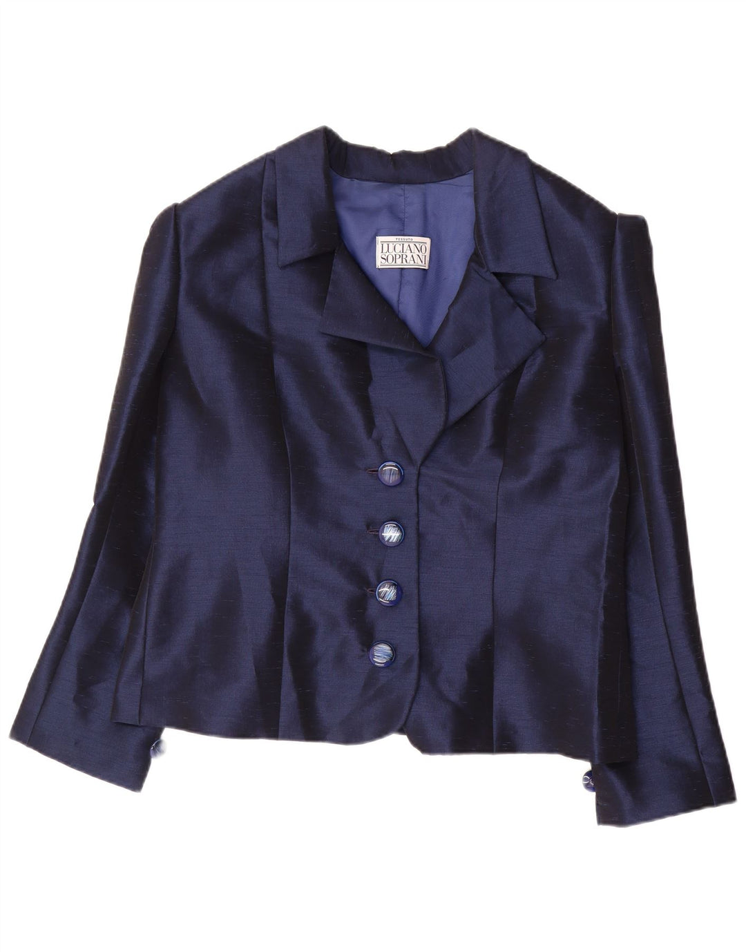 LUCIANO SOPRANI Veste blazer 4 boutons pour femme UK 16 Large Bleu marine