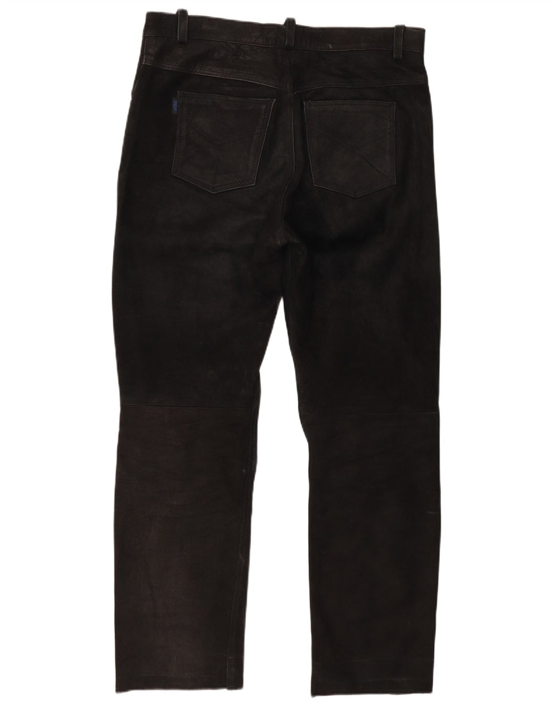 Pantalon droit en cuir vintage pour hommes W37 L30 Noir