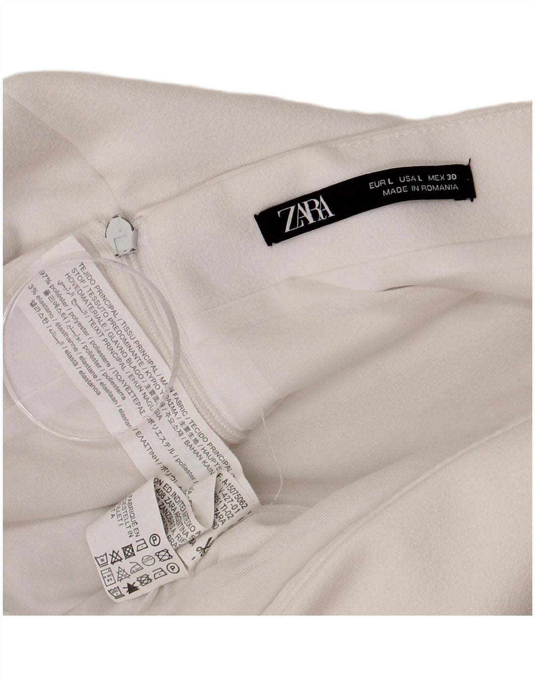 Zara Femme Mini Jupe Large W30 Blanc Polyester