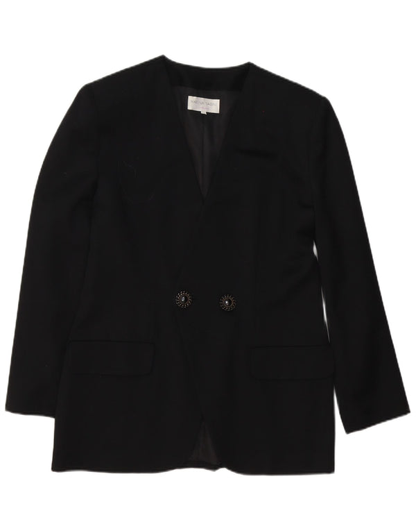 Marina Babini Womens Double Breasted Blazer Jacket IT 44 Medium Black Wool
