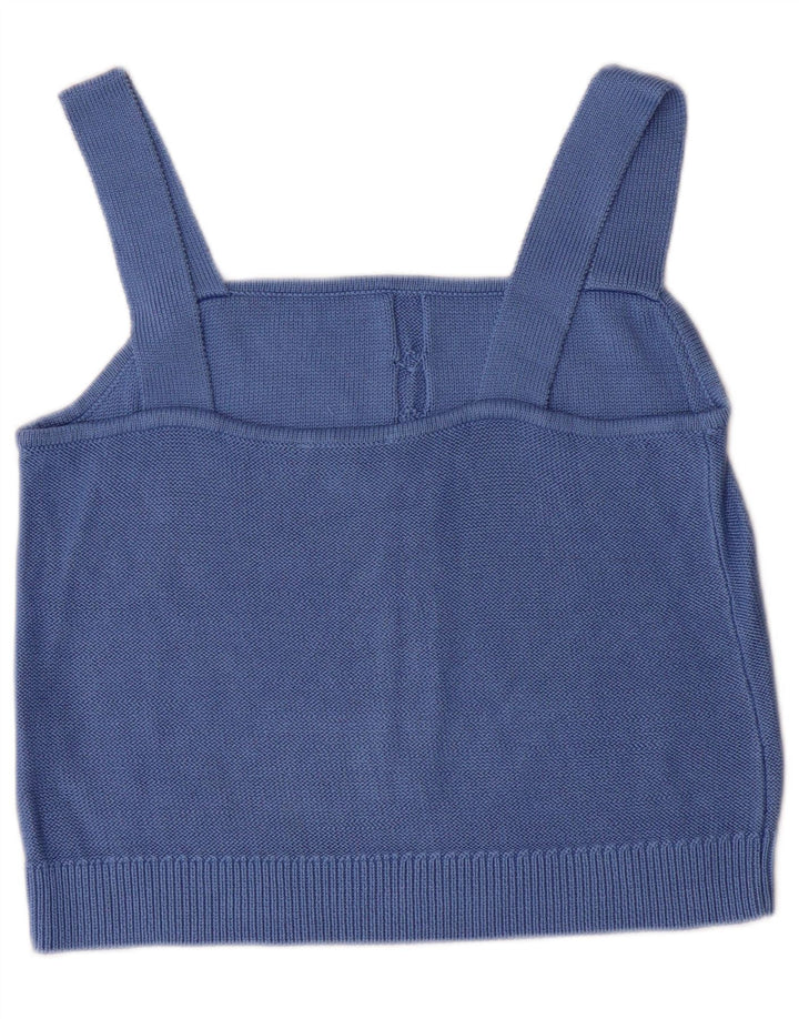 PETER HAHN Womens Knit Cami Top UK 14 Medium Blue Cotton