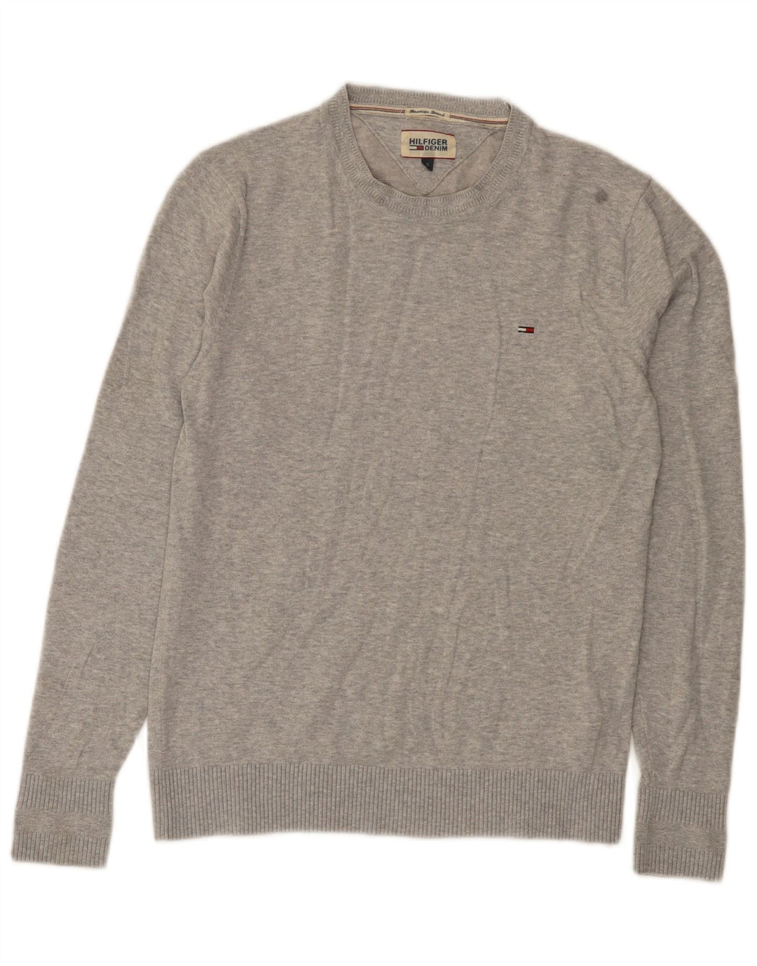 Tommy Hilfiger Pull à col rond coupe classique pour homme en coton gris petit