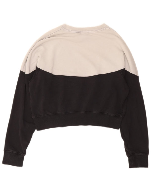 Nike Womens Crop Sweatshirt Jumper UK 14 Moyen Noir Colorblock Coton