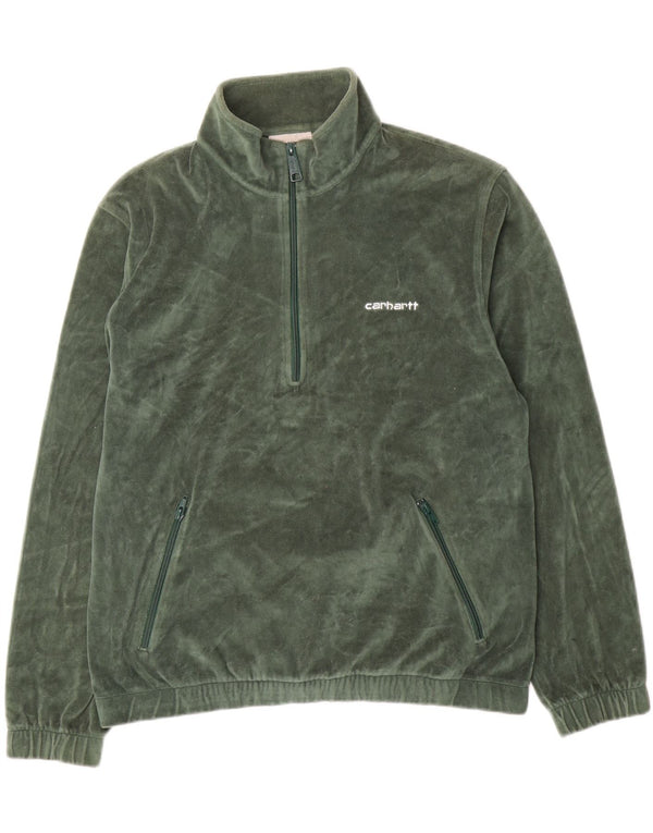Carhartt Sweat-shirt à col zippé pour homme Petit coton vert