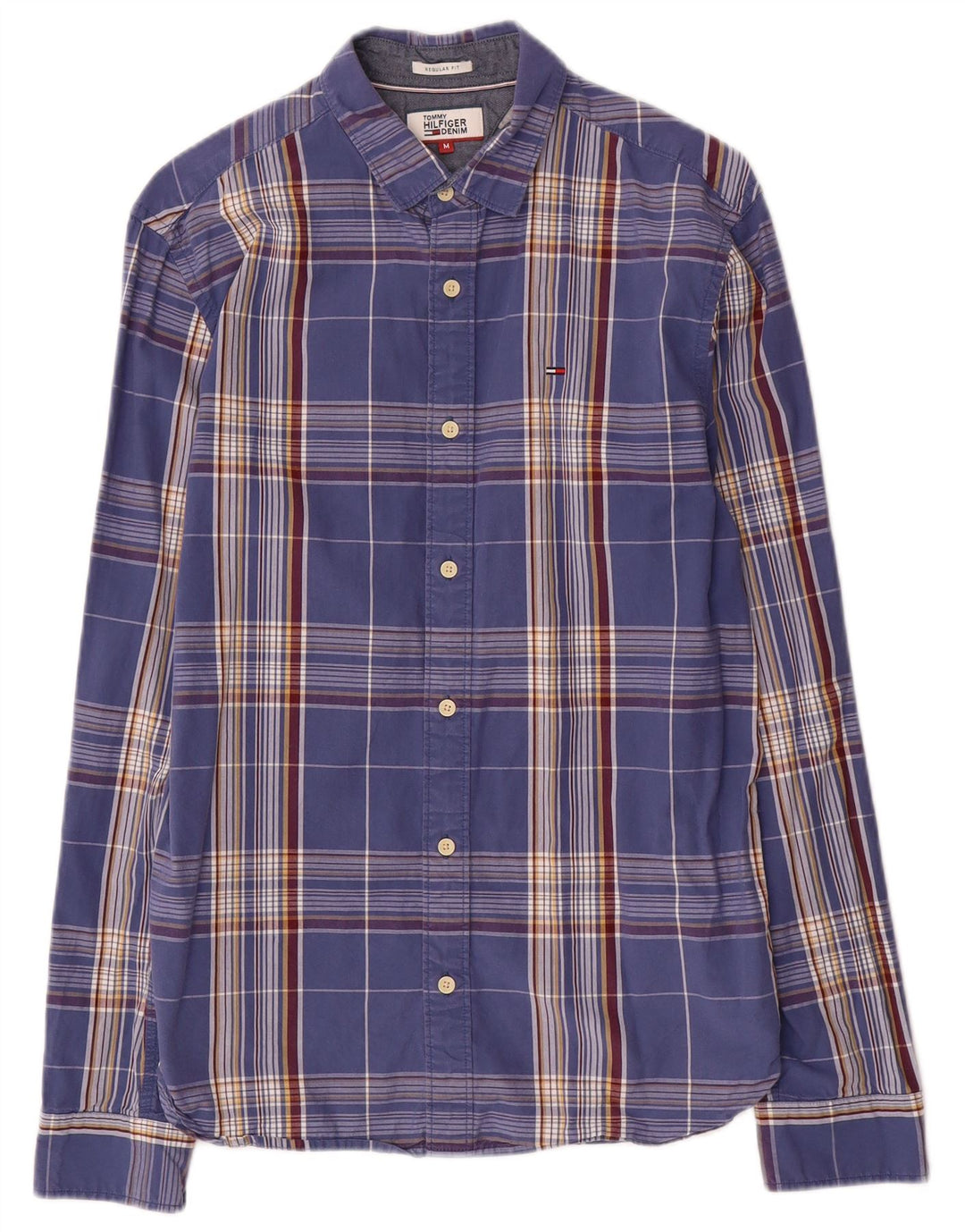 Tommy Hilfiger Chemise Regular Fit Homme Bleu Moyen à Carreaux Coton