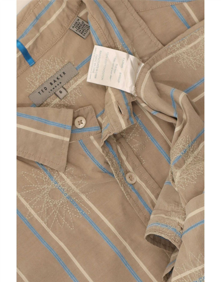 Ted Baker Chemise Homme Taille 6 2XL Coton Rayé Beige