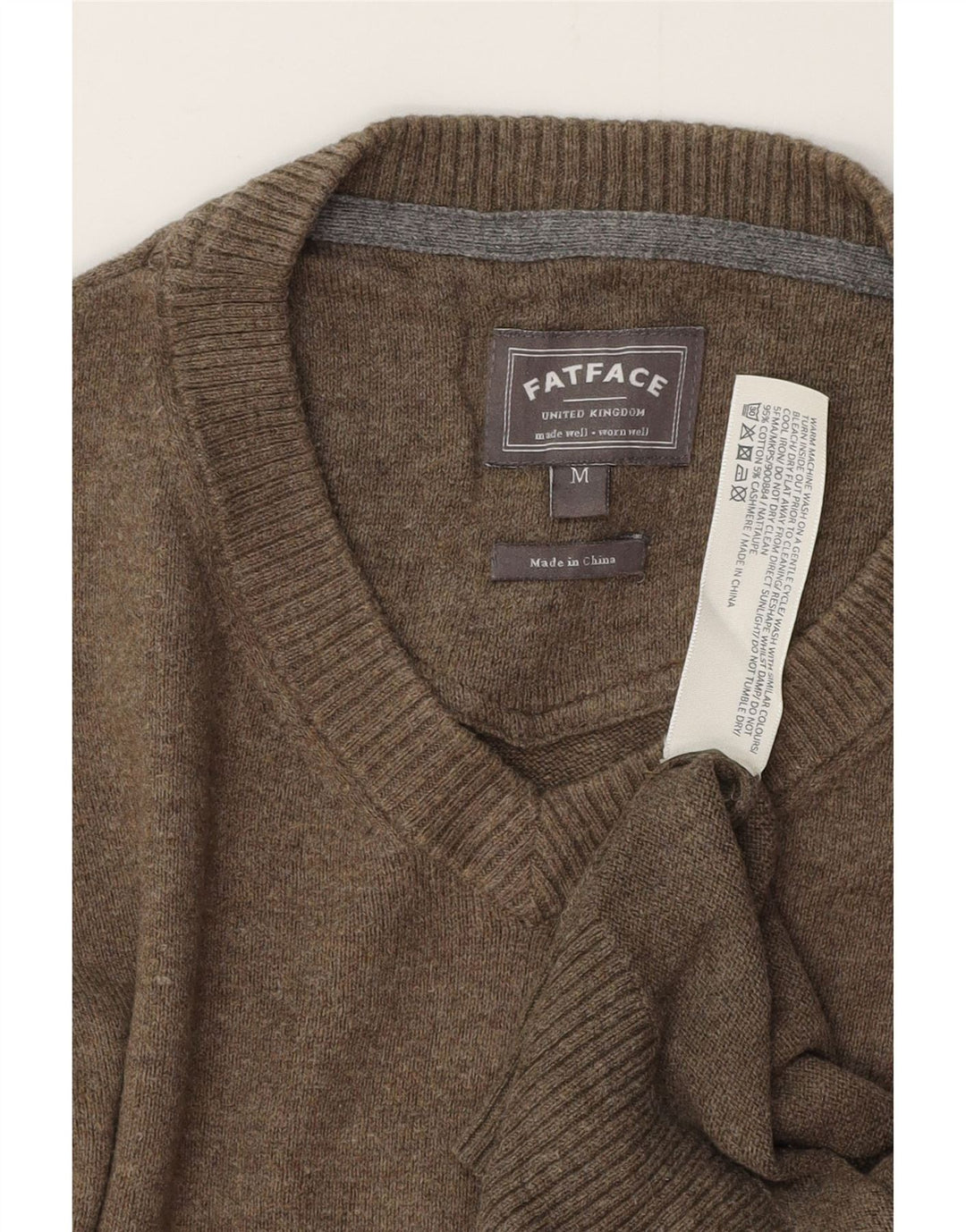 FAT FACE Pull Col V Homme Gris Moyen Coton