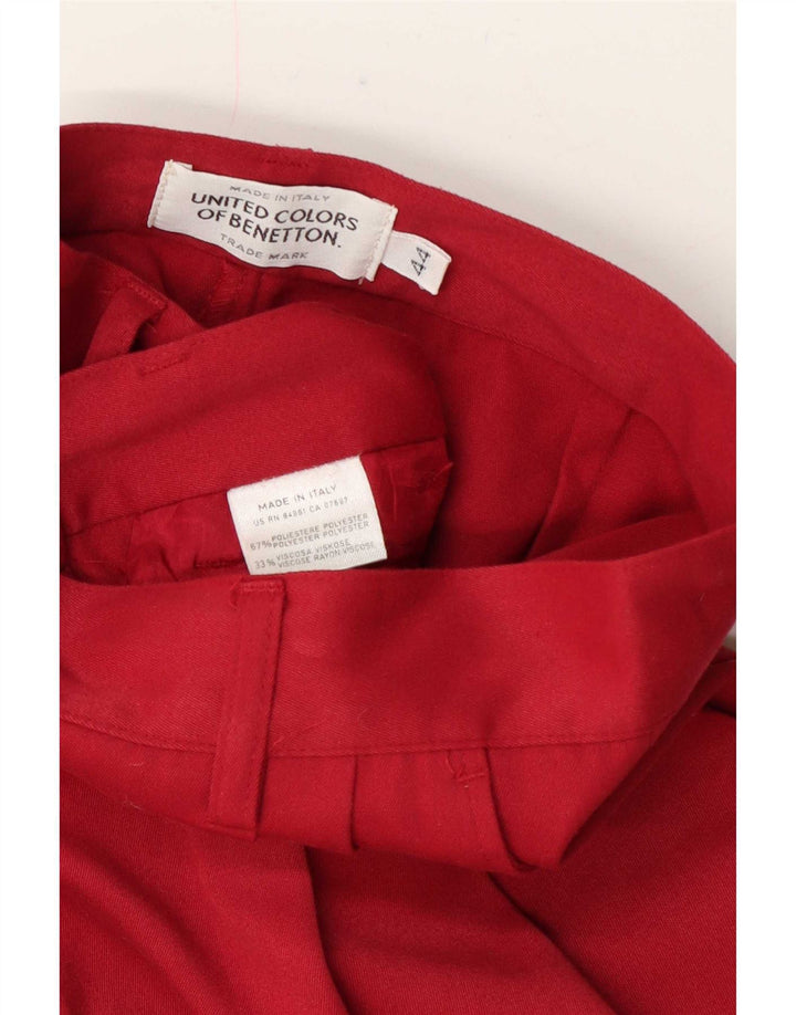 Benetton Short Chino Pegged Femme IT 44 Medium W28 Rouge Polyester