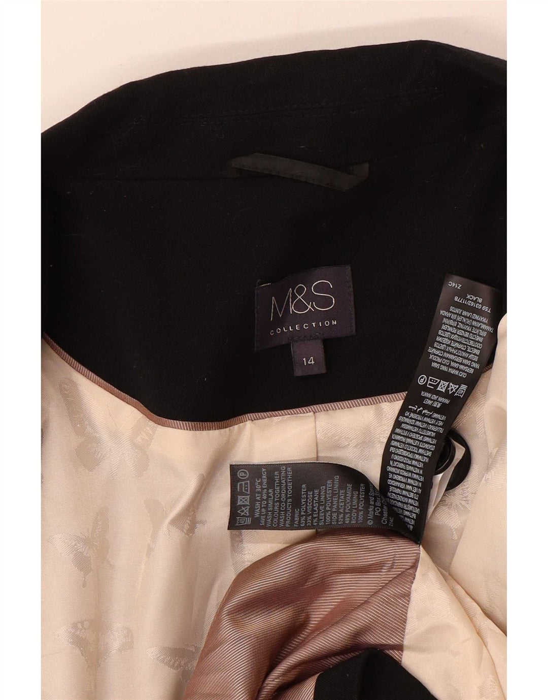 Marks & Spencer Veste blazer à 1 bouton pour femme UK 14 Noir moyen Polyester