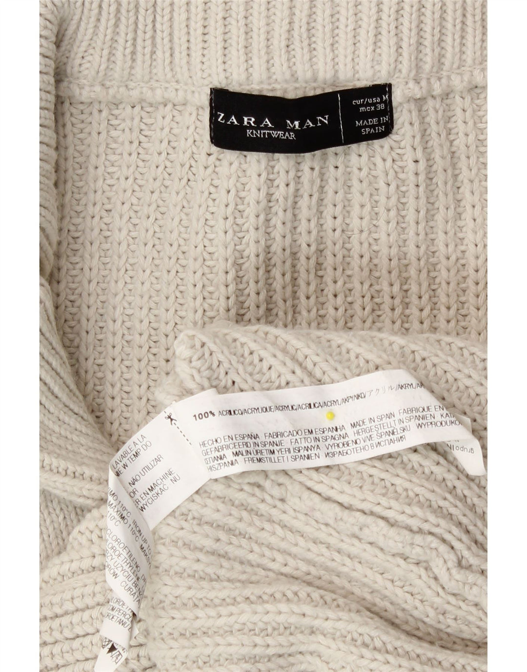 Zara Homme Duffle Buttons Cardigan Pull Medium Off White Acrylique