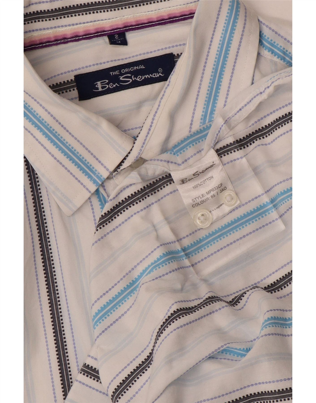 BEN SHERMAN Chemise Homme Coton Rayé Blanc Moyen
