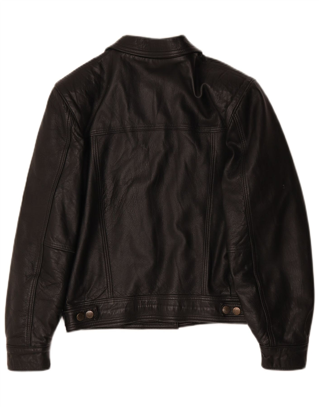 veste en cuir surdimensionnée femme vintage UK 10 Petit Noir