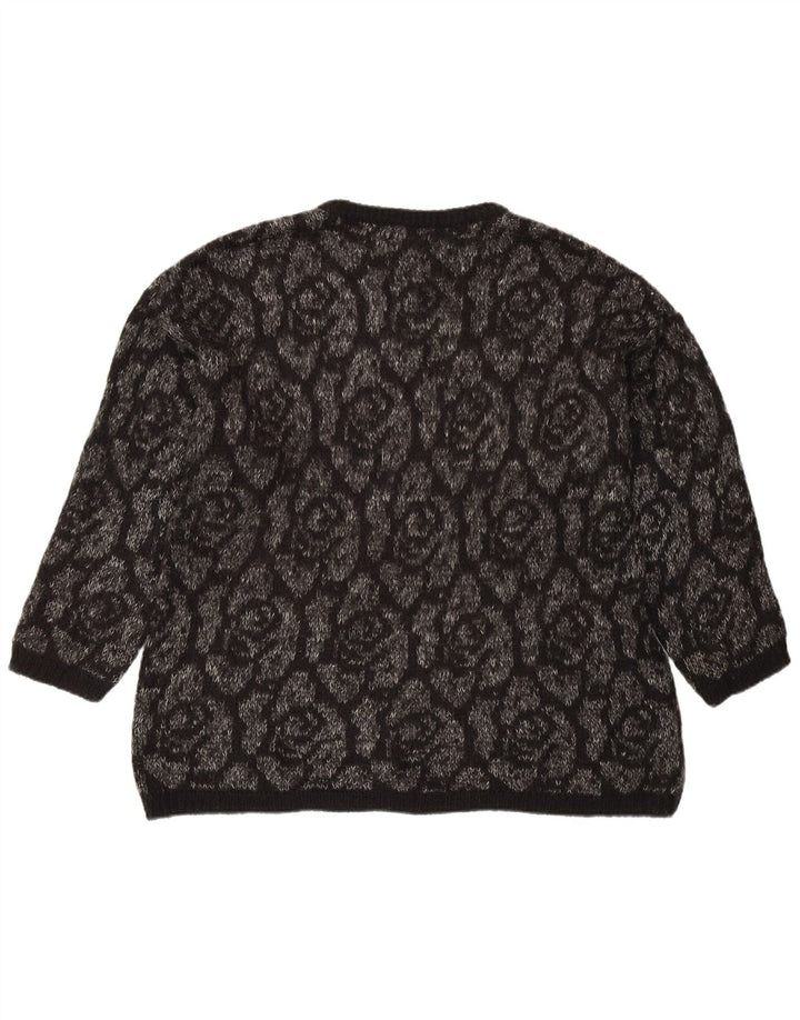 BENETTON Pull col rond pour femme UK 18 XL Noir Floral