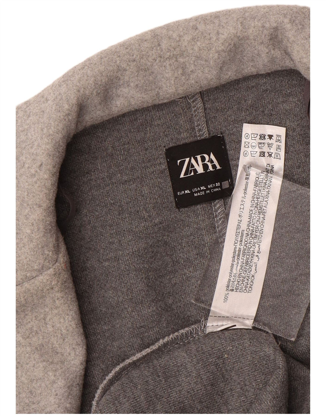 ZARA Femme Manteau Ouvert UK 18 XL Gris Polyester