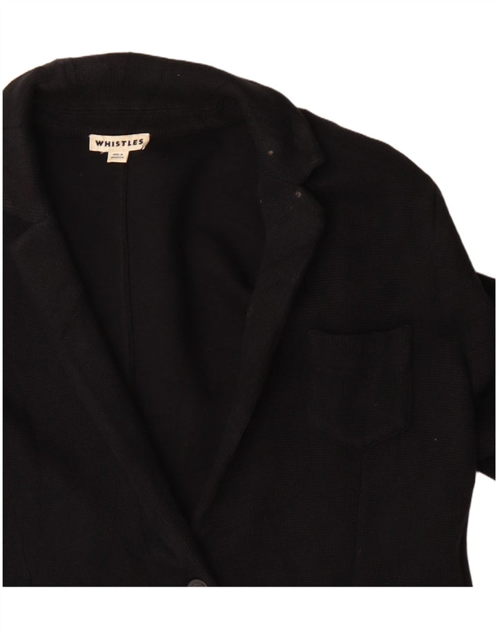 Whistles Veste Blazer 2 Boutons Femme UK 16 Grand Coton Noir