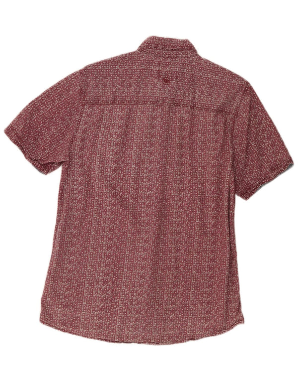Fat Face Chemise à manches courtes pour homme Coupe classique Petit lin géométrique rouge