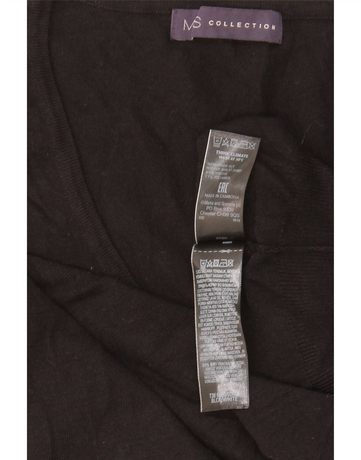 Marks & Spencer Pull col en V pour femme UK 44 Viscose noir moyen