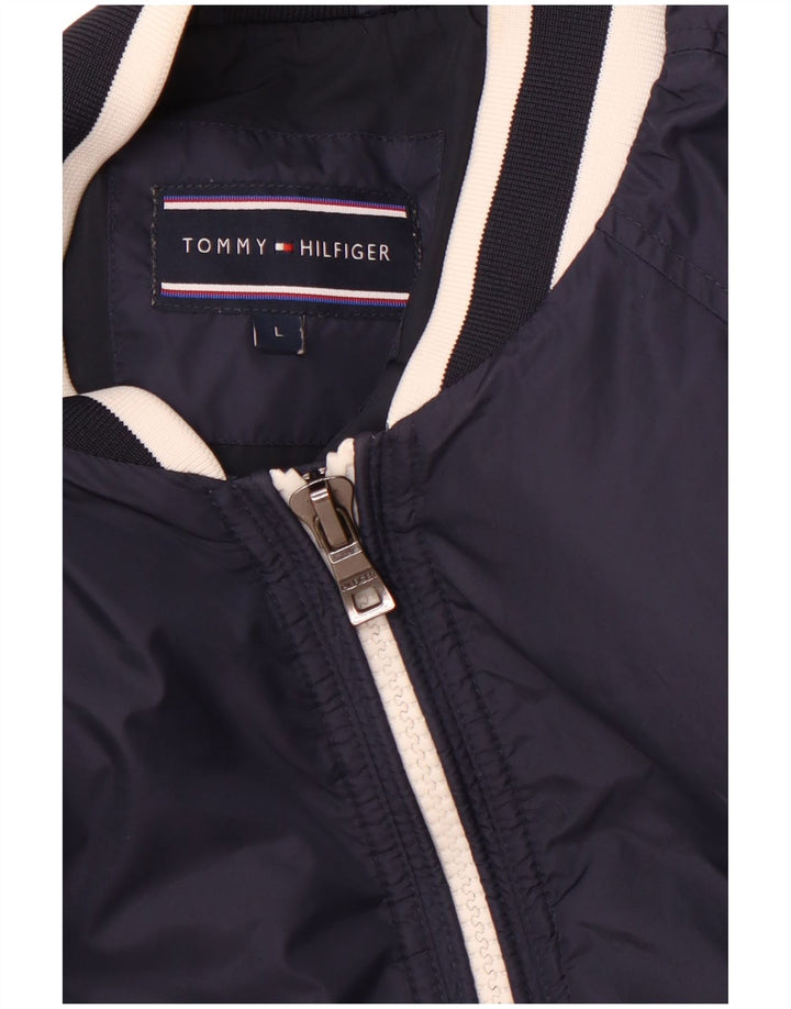 TOMMY HILFIGER Veste Bomber Femme UK 16 Large Bleu Marine
