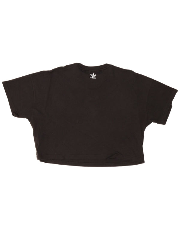 Adidas T-shirt court surdimensionné pour femme UK 12 en coton noir moyen