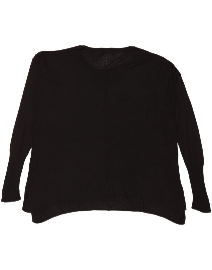 Zara Femme Haut Oversize Manches Longues UK 14 Medium Noir Viscose