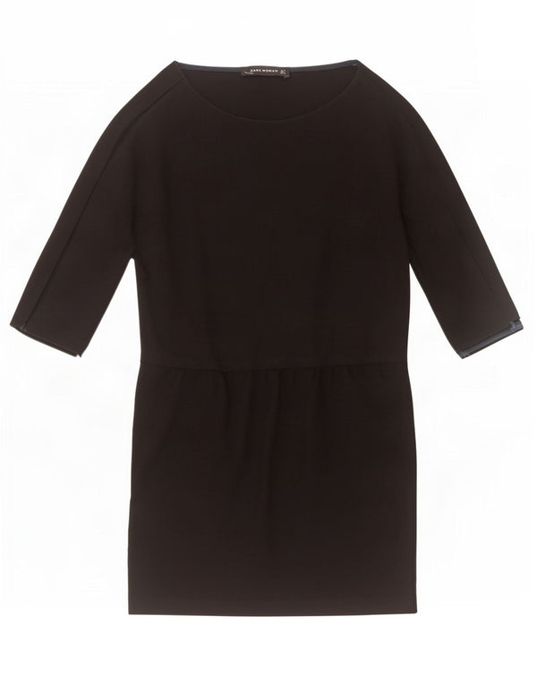 Zara Robe fourreau à manches 3/4 pour femme UK 12 Noir moyen