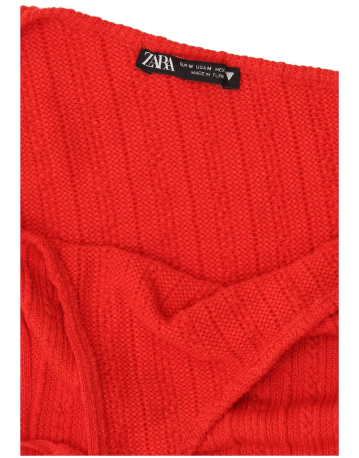 Zara Robe en tricot à une épaule pour femme UK 12 Polyester orange moyen