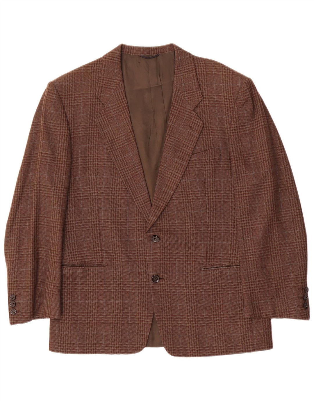 vintage Homme 2 Bouton Blazer Veste IT 50 Grande laine à carreaux marron