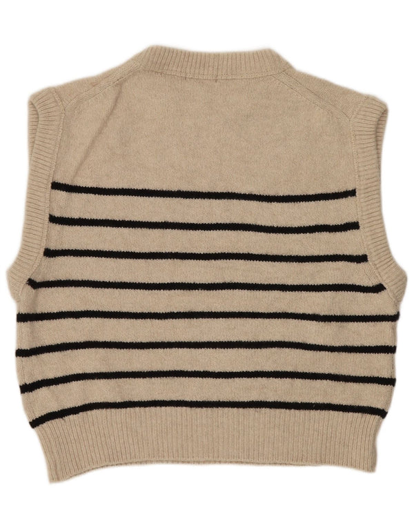 Massimo Dutti Débardeur court surdimensionné pour femme UK 10 Petit beige rayé