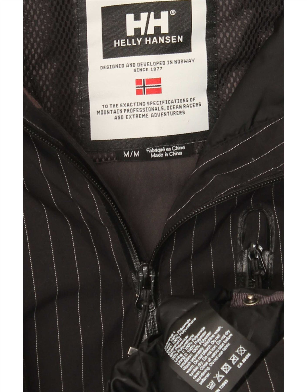 Helly Hansen Veste de pluie à capuche graphique pour homme UK 38 Medium Noir rayé