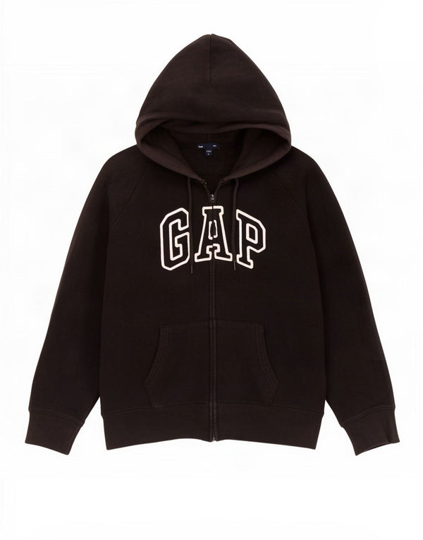 Gap Pull à capuche zippé graphique pour homme XL en coton noir