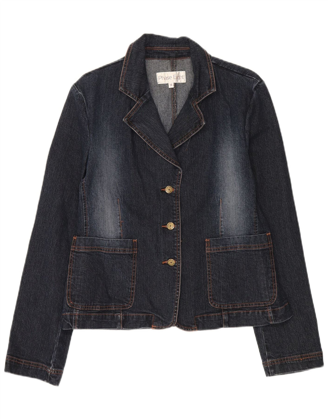 Phase Eight Veste Blazer 3 Boutons Femme UK 14 Bleu Marine Moyen Coton