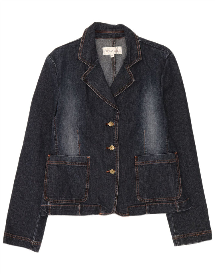 Phase Eight Veste Blazer 3 Boutons Femme UK 14 Bleu Marine Moyen Coton