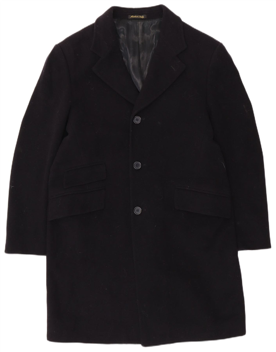 VINTAGE Manteau Homme UK 40 Grande Laine Bleu Marine