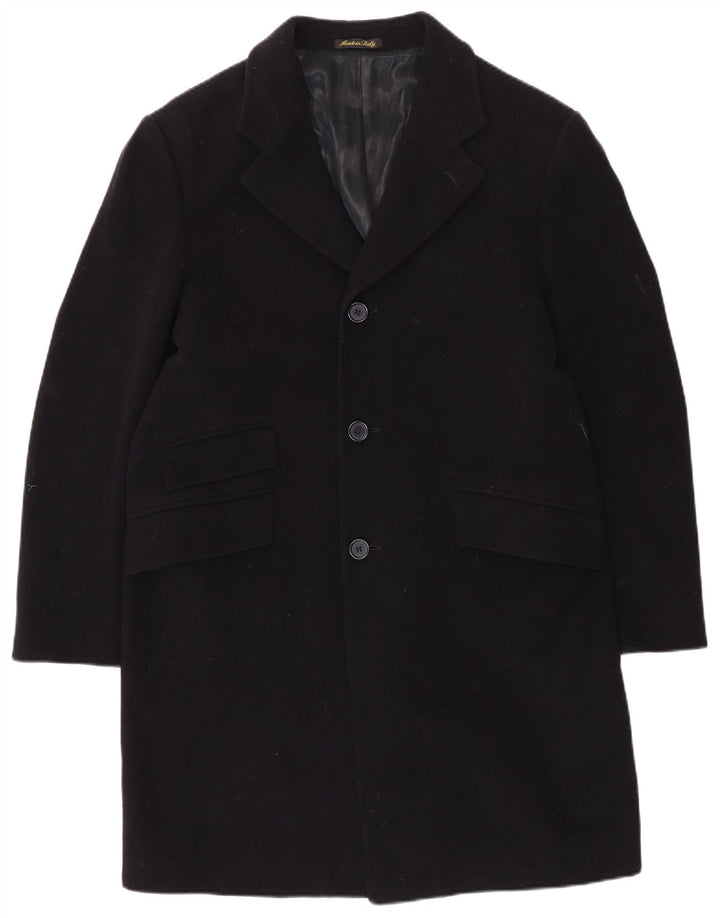 VINTAGE Manteau Homme UK 40 Grande Laine Bleu Marine