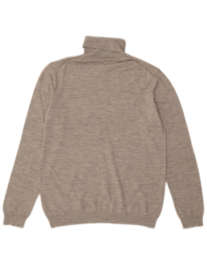 Reiss Homme Pull Col Roulé Large Gris Moucheté Laine