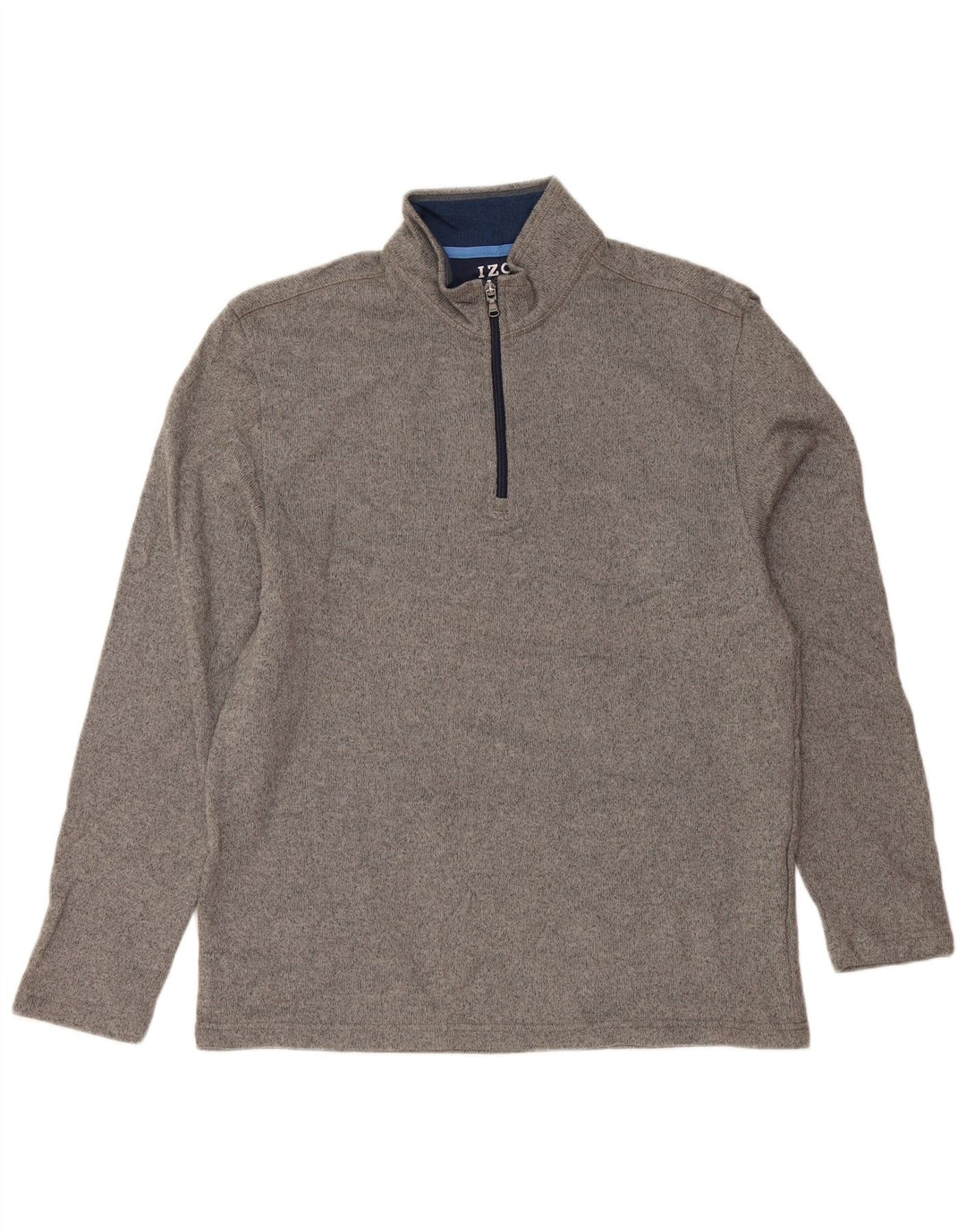 IZOD Sweat-Shirt Col Zippé Homme Gris Moyen Moucheté Polyester