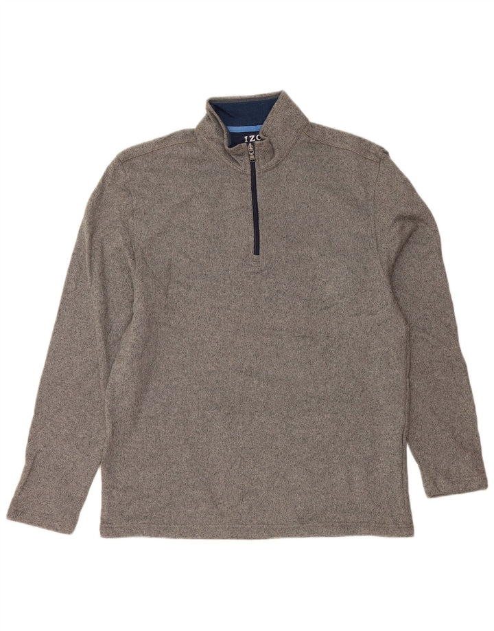 IZOD Sweat-Shirt Col Zippé Homme Gris Moyen Moucheté Polyester