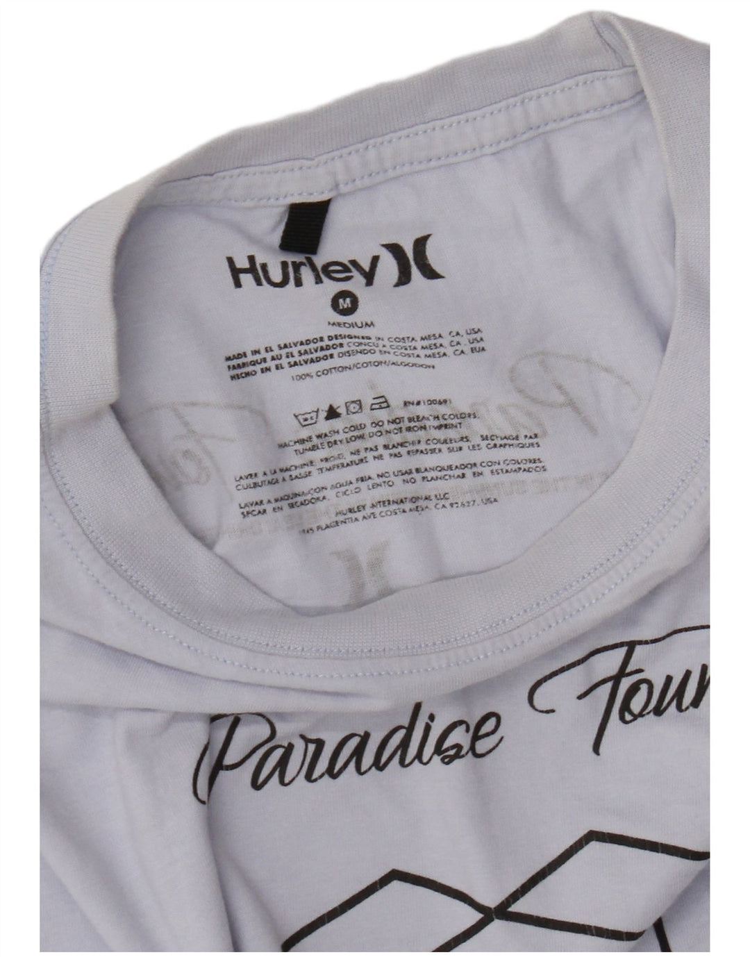 HURLEY T-Shirt Graphique Homme Bleu Moyen Coton