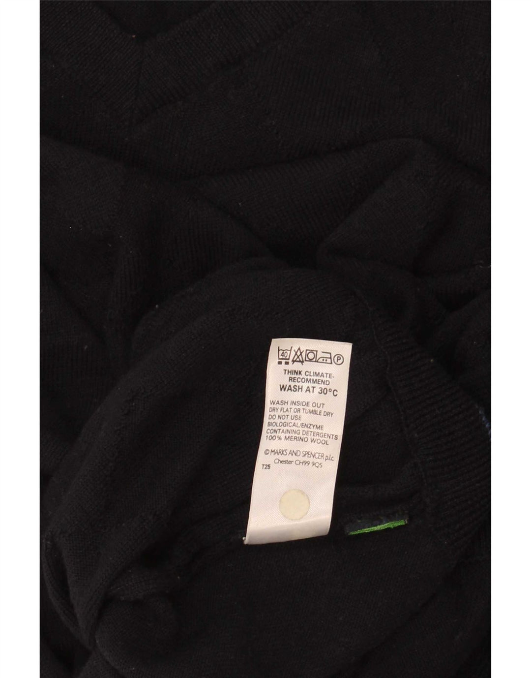 Marks & Spencer Pull col V pour homme en laine mérinos bleu marine Taille L