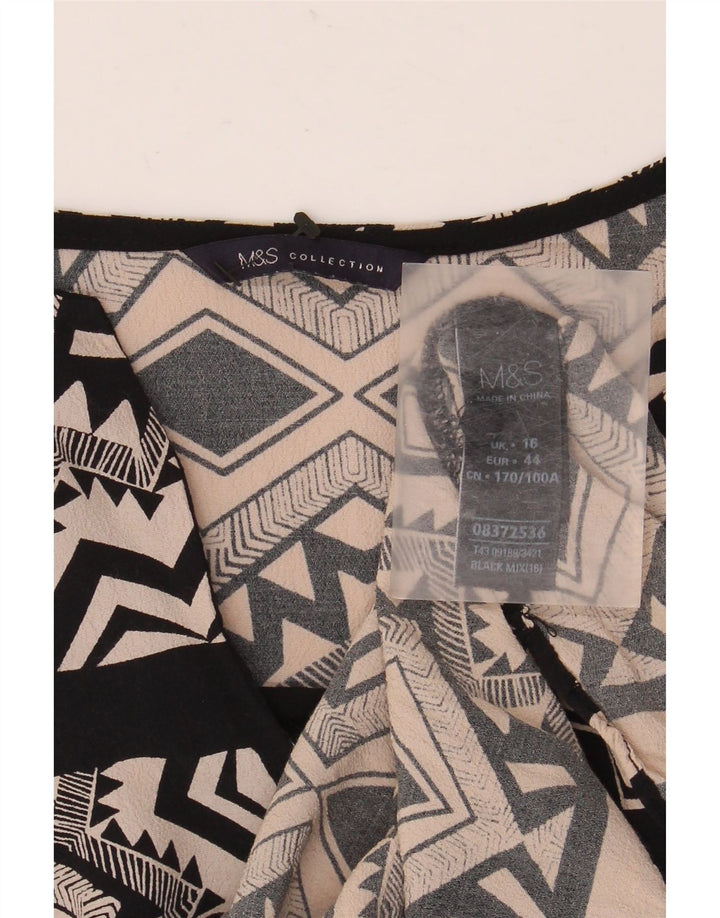 Marks & Spencer Chemisier pour femme UK 46 Large Viscose géométrique noire