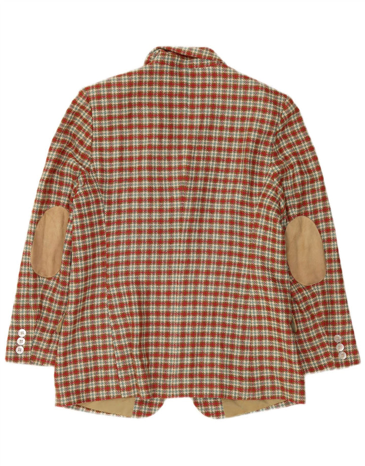 Country Veste blazer à 3 boutons pour femme UK 14 Grand carreaux rouges