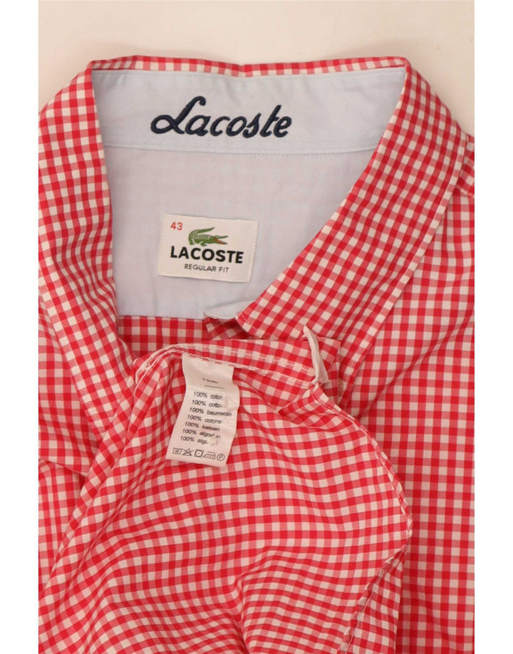 Lacoste Chemise Regular Fit Homme Taille 43 Grand Coton Vichy Rouge
