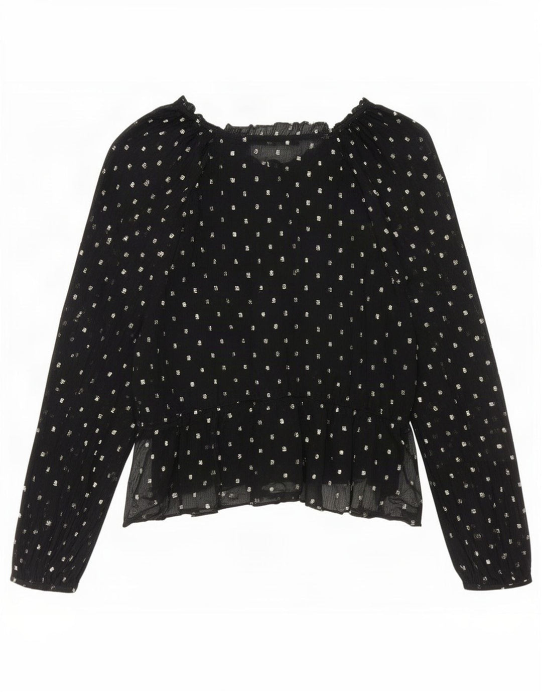 Zara Chemisier à manches longues pour femme UK 44 Polyester à pois noir moyen